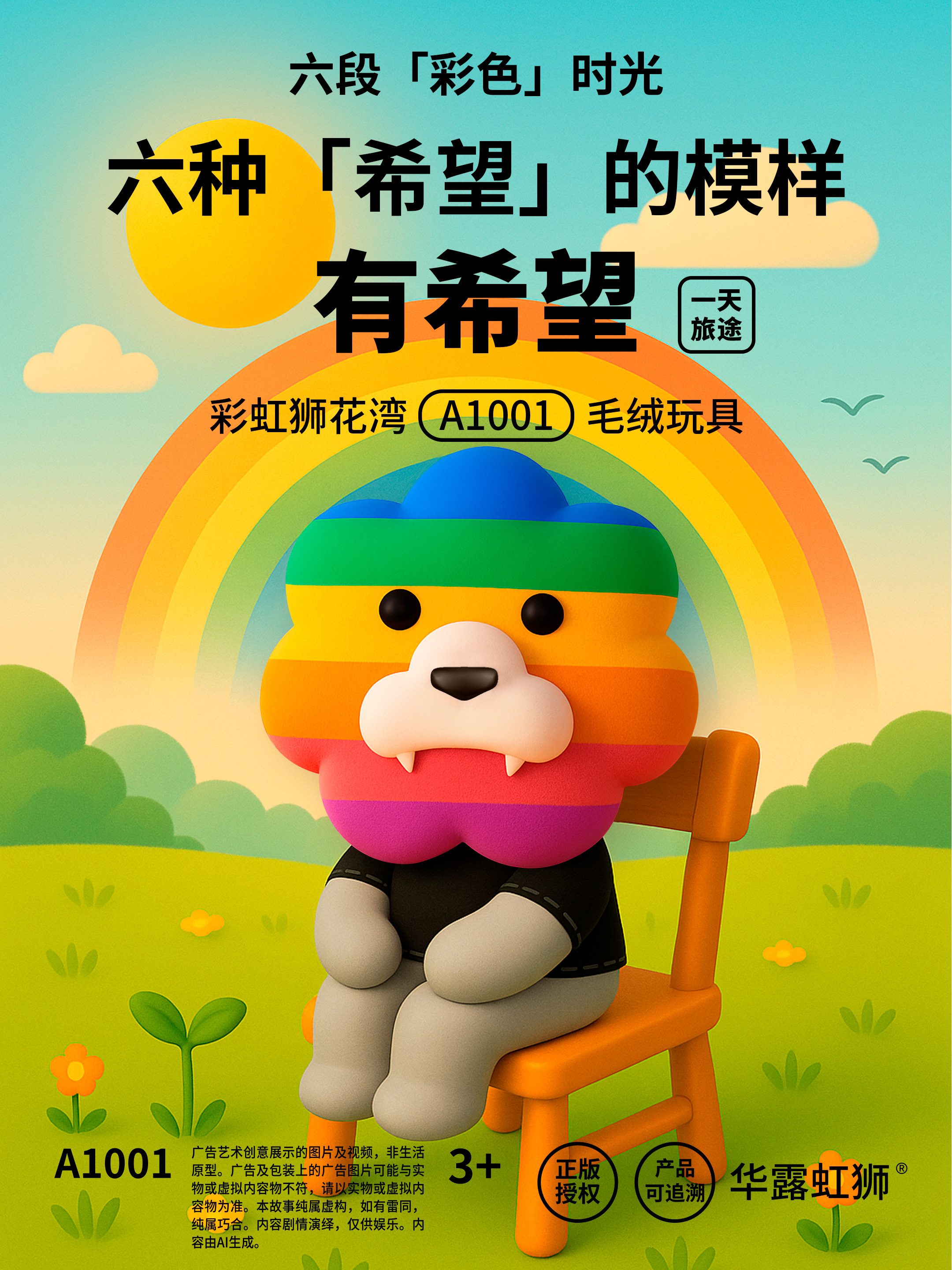 把「希望」设计成，能陪你出发的模样，彩虹狮花湾毛绒玩具