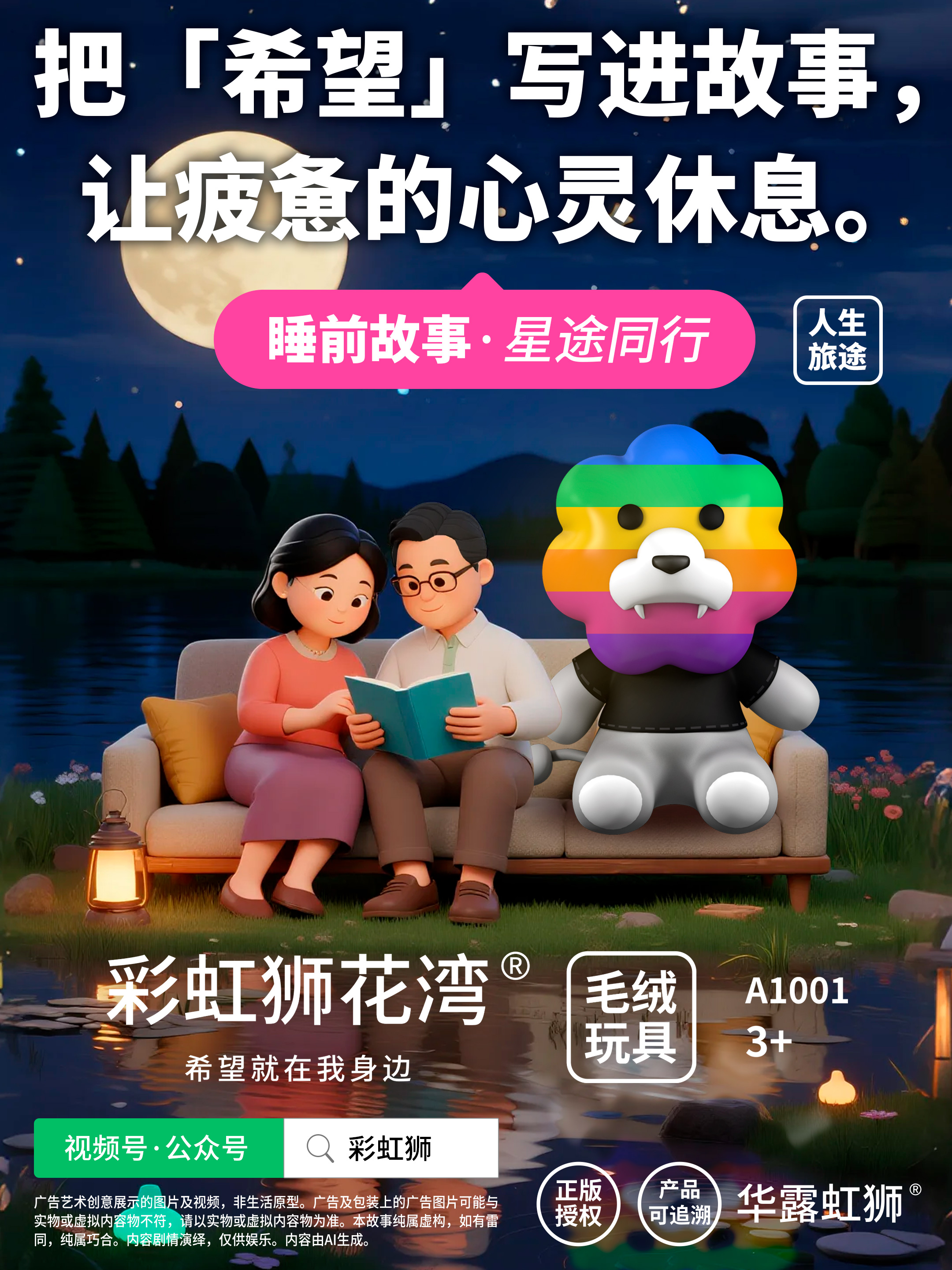 睡前故事「星途同行」：把「希望」写进故事，让疲惫的心灵休息，彩虹狮花湾毛绒玩具