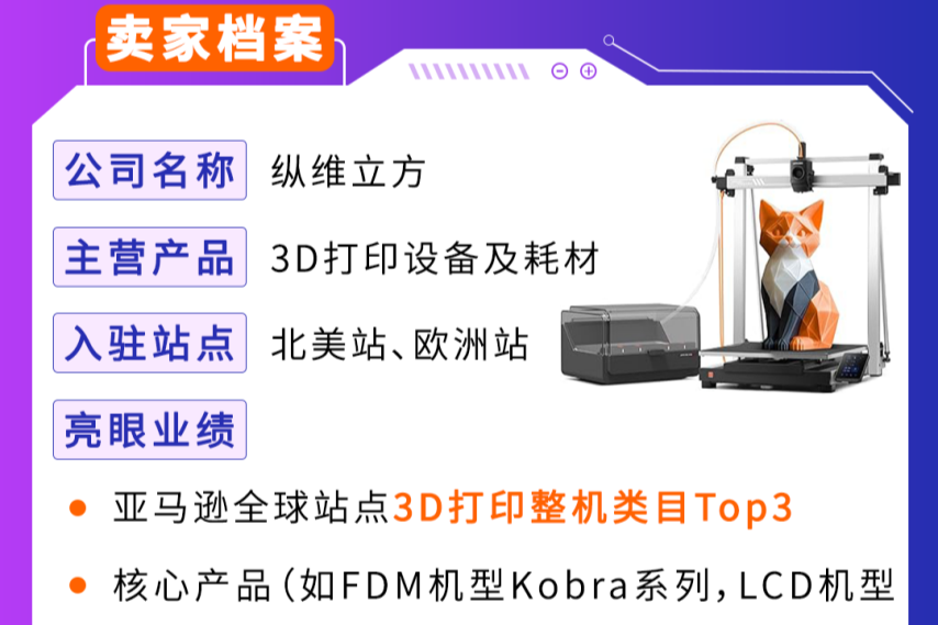 B/C端双发力！3D打印机品牌纵维立方在亚马逊硬核出圈