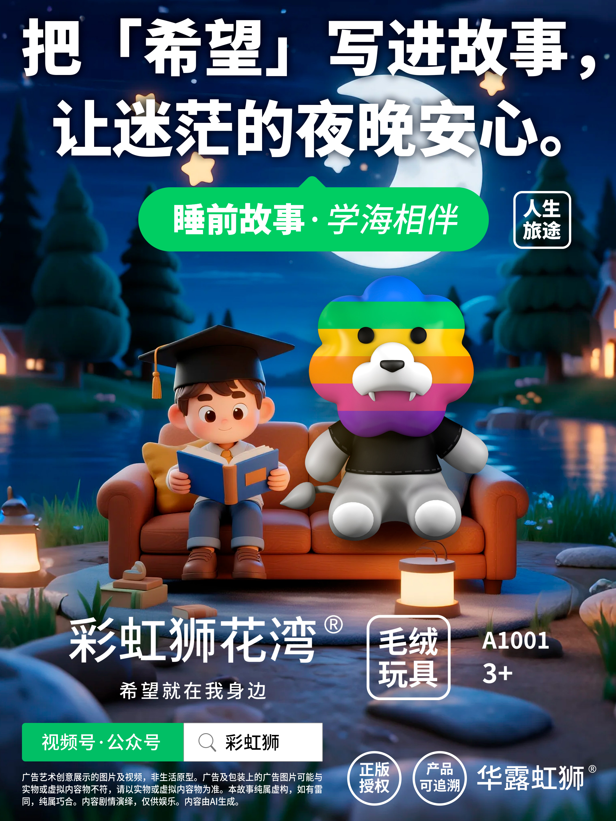 睡前故事：把「希望」写进故事，让迷茫的夜晚安心，彩虹狮花湾毛绒玩具