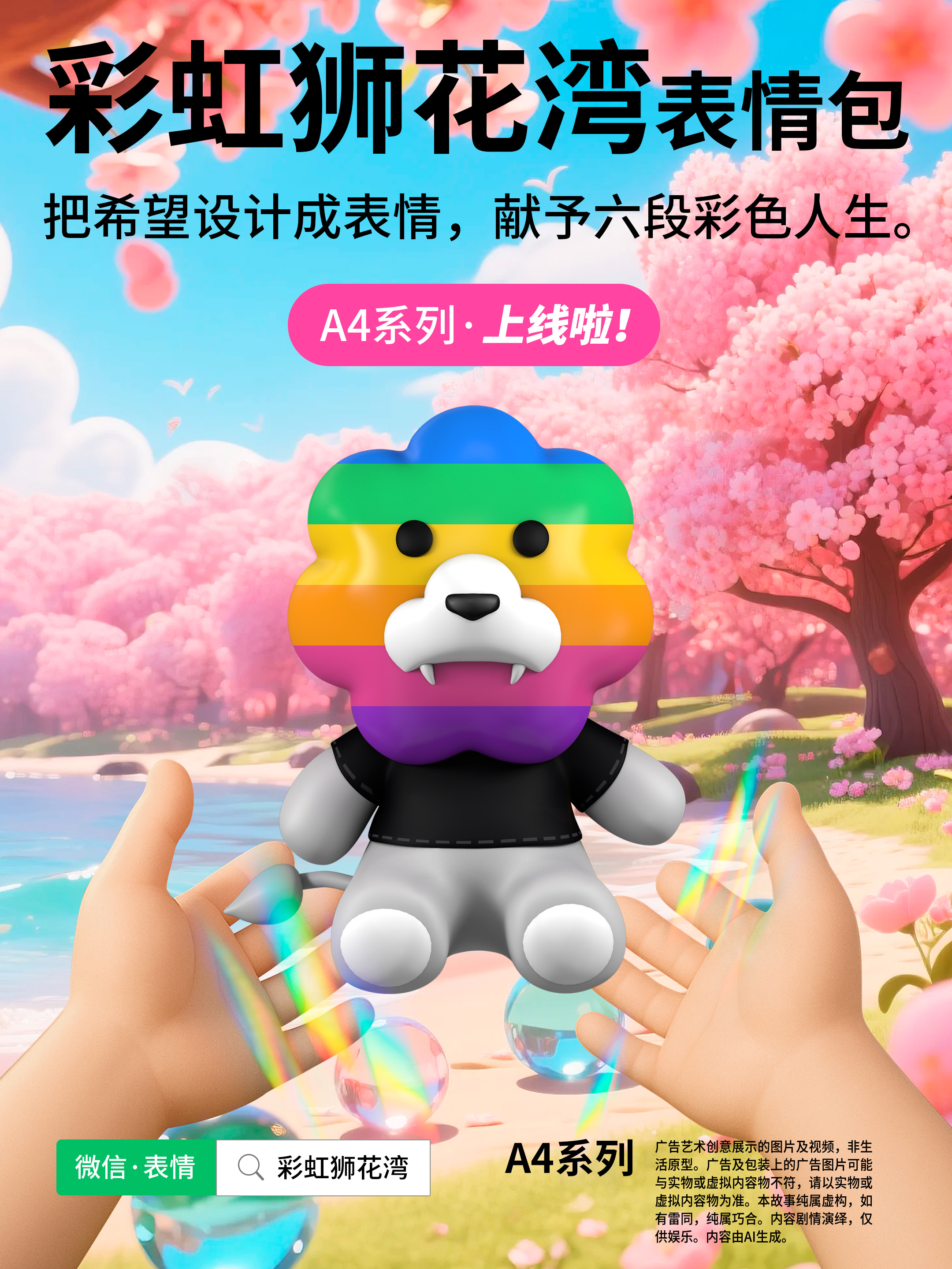 把「希望」设计成「表情」，献予六段「彩色」人生，彩虹狮花湾 A4 系列表情包上线啦！