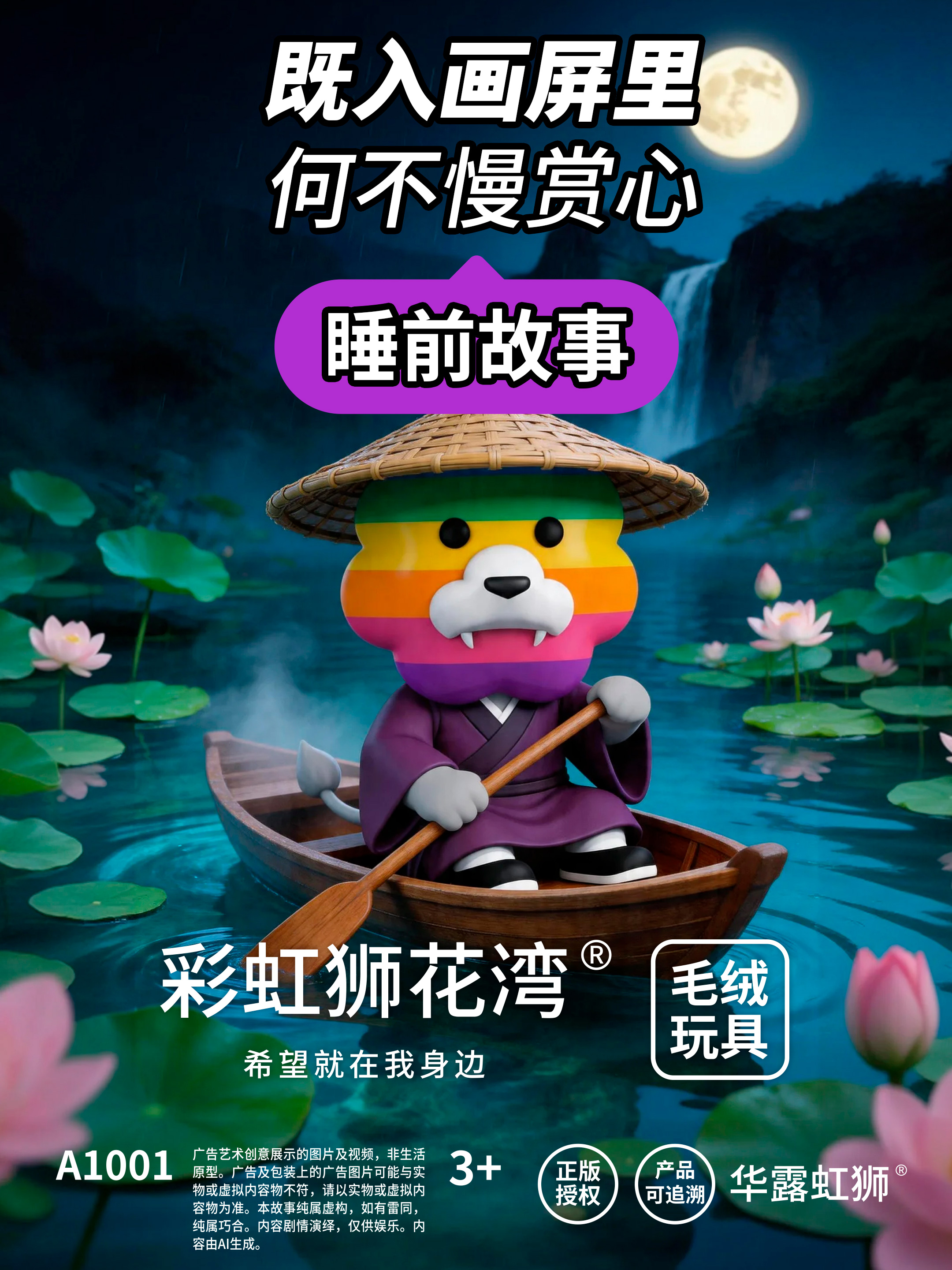 睡前故事：既入画屏里，何不慢赏心，「彩虹狮花湾」毛绒玩具