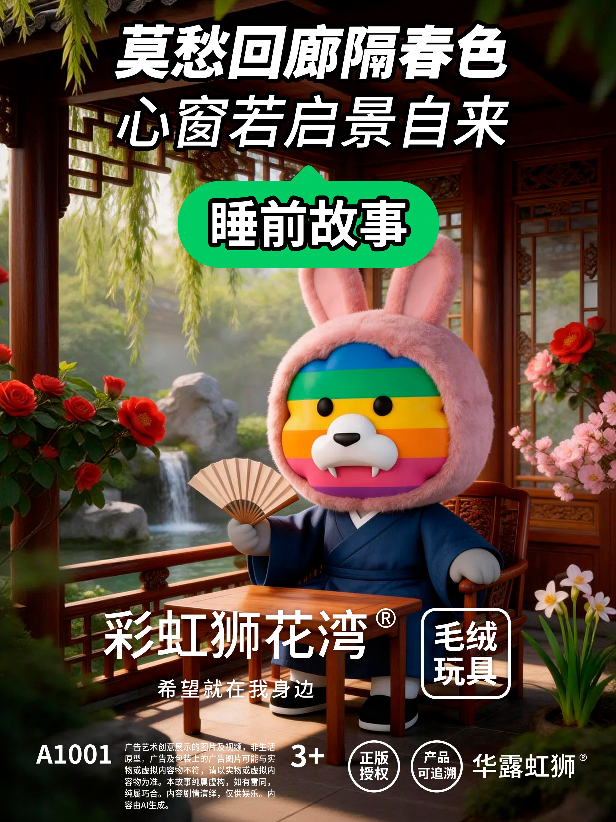 睡前故事：莫愁回廊隔春色，心窗若启景自来，「彩虹狮花湾」毛绒玩具