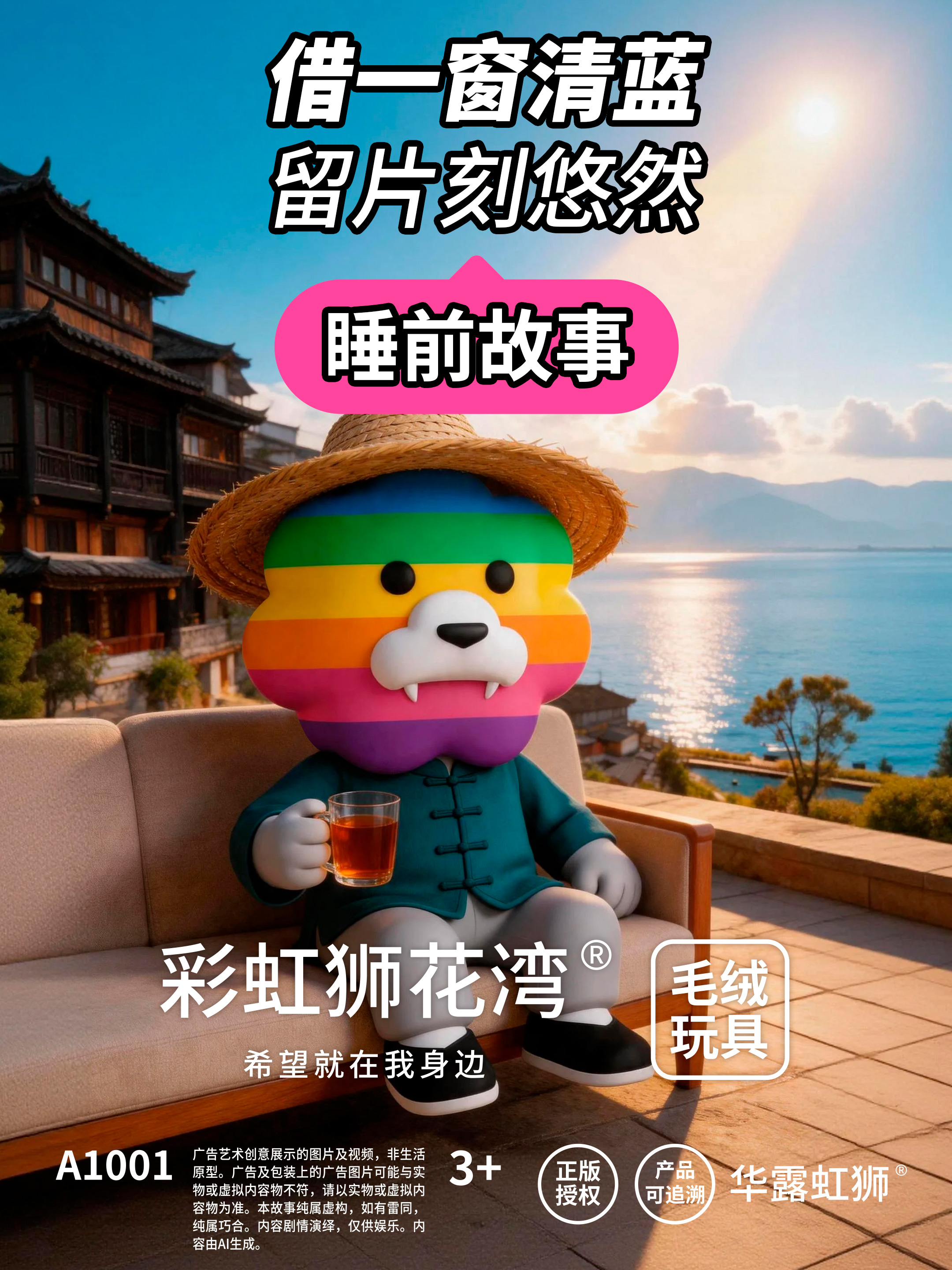 睡前故事：借一窗清蓝，留片刻悠然，「彩虹狮花湾」毛绒玩具