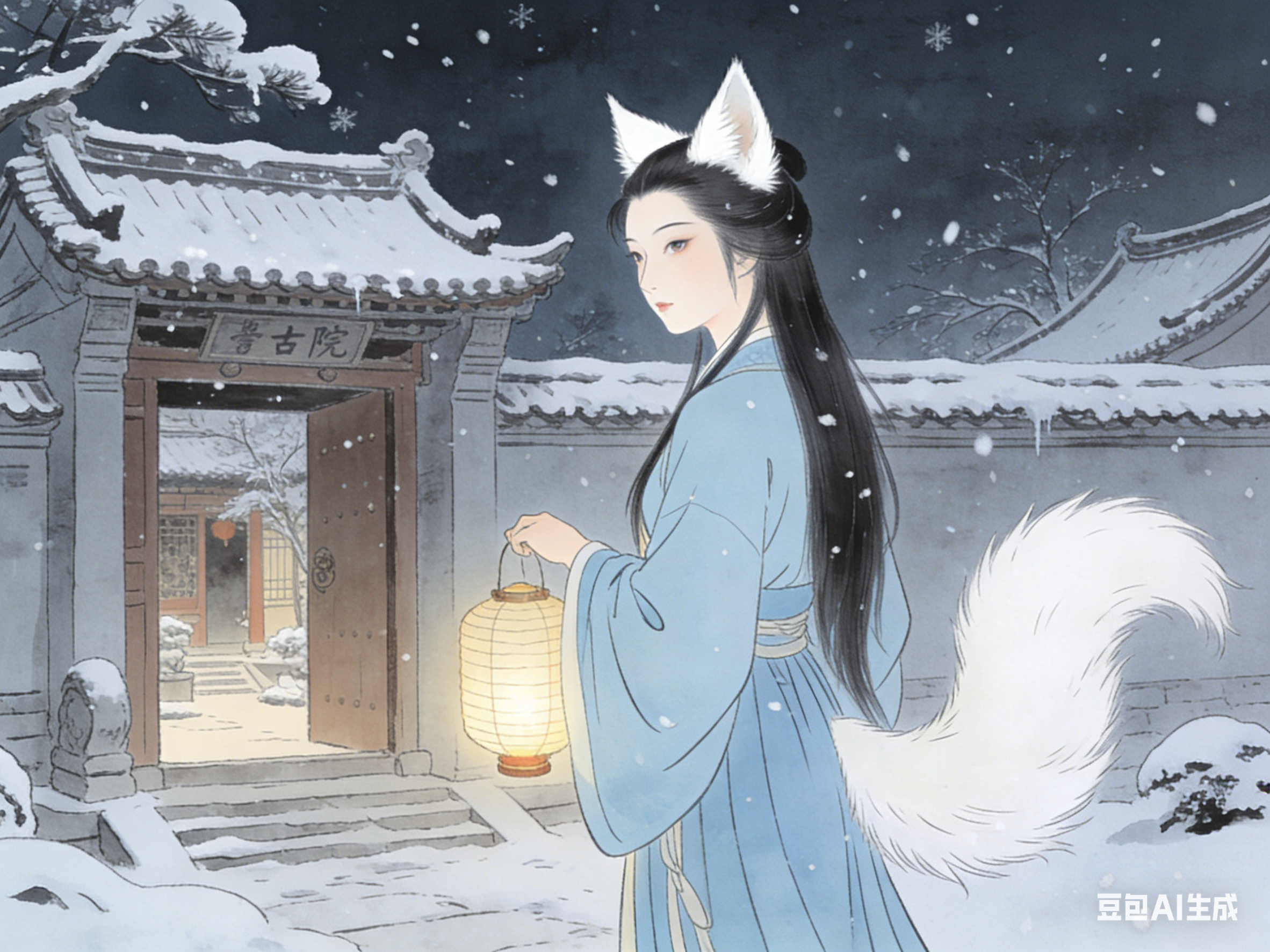 寒雪漫过聊斋古院，半卷异闻半枕霜华伴夜阑
